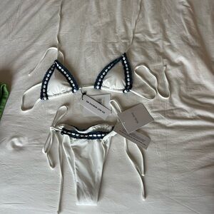 WITH JEAN NWT White and Navy Swimsuit